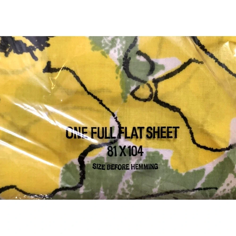 Vtg Vera Neumann by Burlington Full Flat Sheet Tulip Dreams Yellow Orang NOS 70s